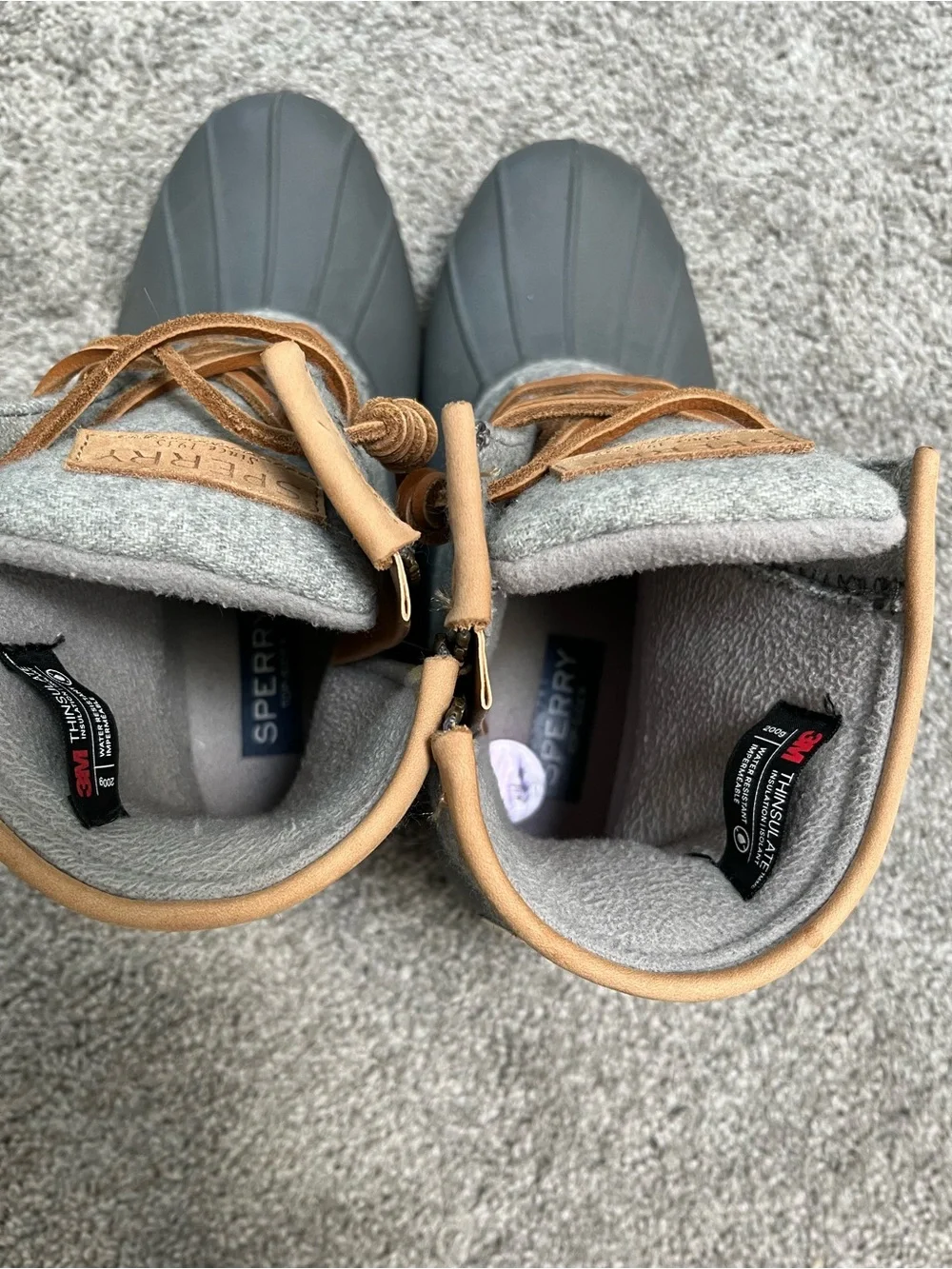 Sperry Gray and Tan Waterproof Wool-Blend Boots